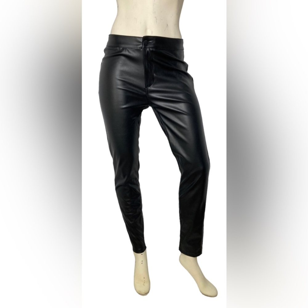 1511 inc. Black Faux Leather Mid Rise Legging Pants, 8